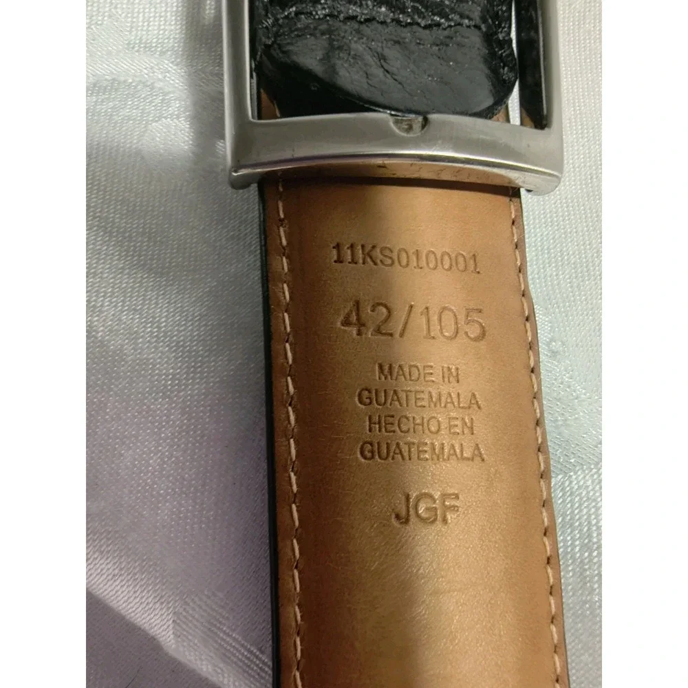 Kirkland Mens Italian Full Grain Leather Black Dress Uniform Belt Sz 40 Stitched